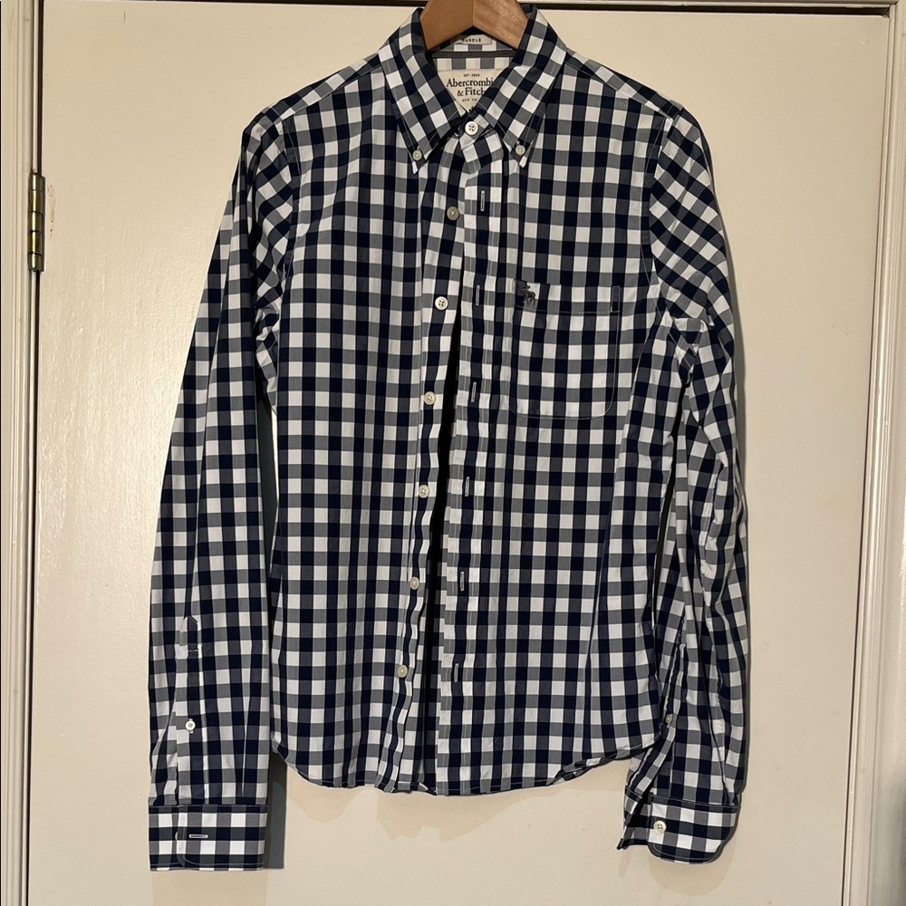 Abercrombie & Fitch Navy and White Plaid Shirt